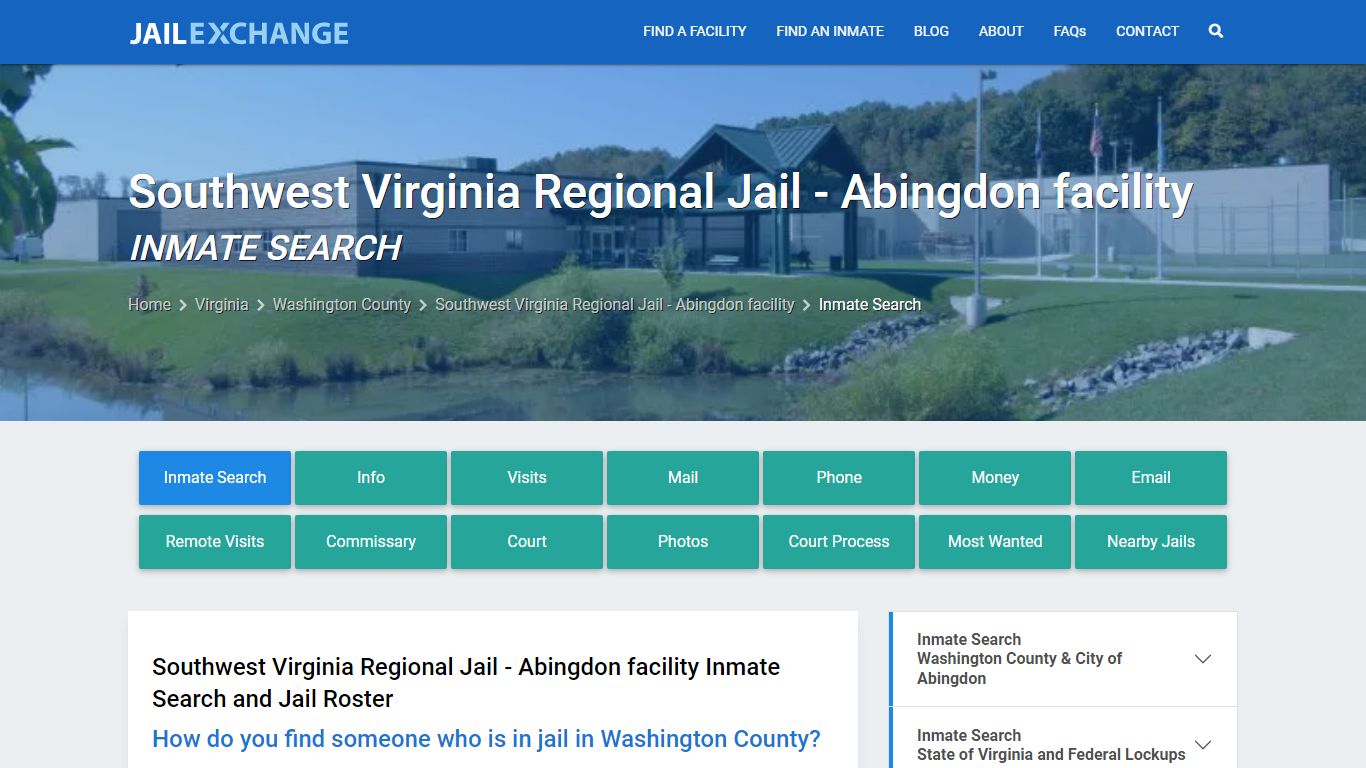 Southwest Virginia Regional Jail - Abingdon facility Inmate Search